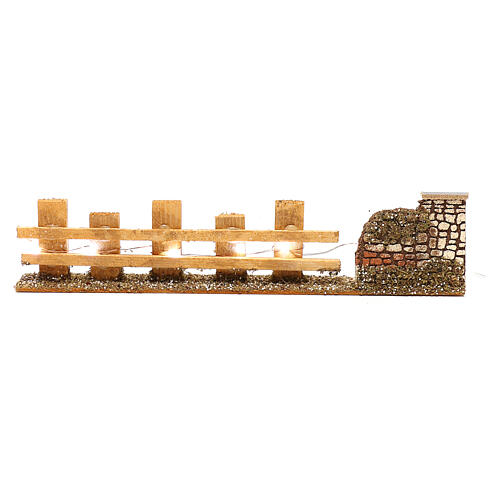 Miniature wooden fence, for 4-6 cm nativity 4x35x8 cm with lights 1
