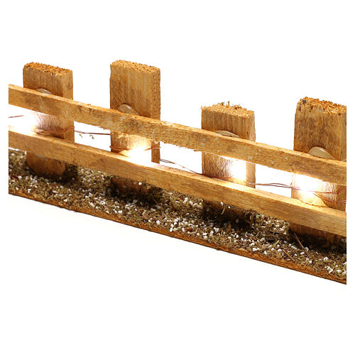 Miniature wooden fence, for 4-6 cm nativity 4x35x8 cm with lights 2