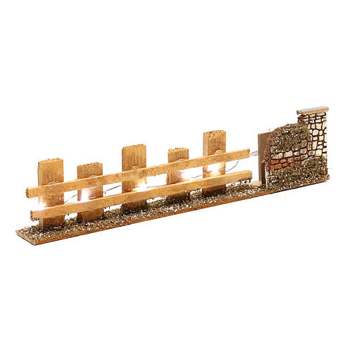 Miniature wooden fence, for 4-6 cm nativity 4x35x8 cm with lights 4