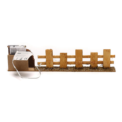 Miniature wooden fence, for 4-6 cm nativity 4x35x8 cm with lights 5