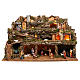 Nativity scene setting village with lights, waterfall and 10 cm characters 50x80x80 cm s1