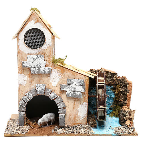 Cottage for Nativity scene with fake water mill for Nativity scene 8-10 cm 1