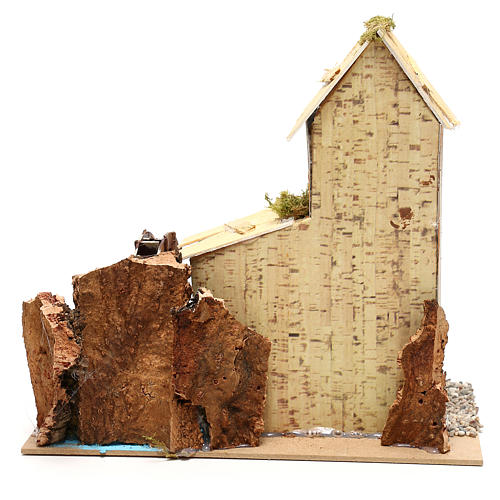 Cottage for Nativity scene with fake water mill for Nativity scene 8-10 cm 4