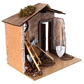 Hut with tools for Nativity scenes for figurines 8-10 cm