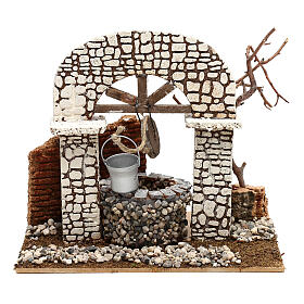 Vintage Water well with bucket 15x20x20 cm, for 8-10 cm nativity