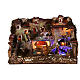 Nativity scene village with fountain and lights, night effect 6 cm s1