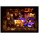 Nativity scene village with fountain and lights, night effect 6 cm s2
