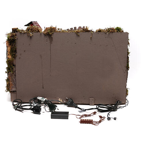 Osada z postaciami 6 cm, fontanną i światłami efekt nocny 8