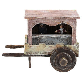 Carretto legno burattinaio presepe 10 cm