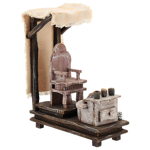 Vintage shoe shine stand with furniture, 10 cm nativity 3