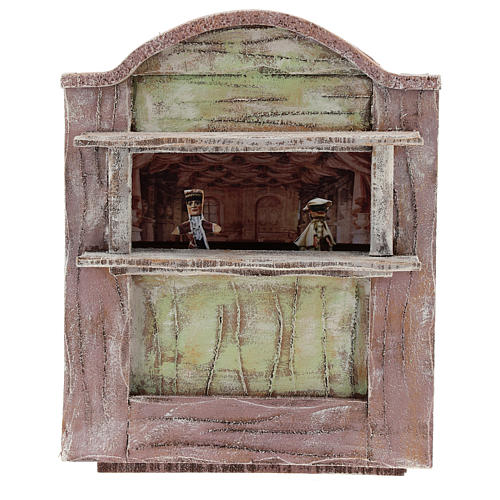 Teatro de bonecos em miniatura ambientação para presépio com figuras altura média 12 cm 1