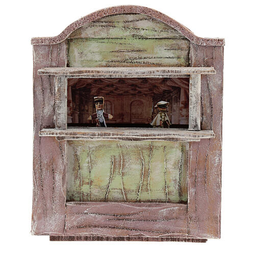 Miniature pink wooden theater, 12 cm nativity 1