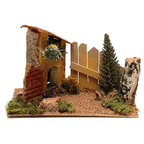 House with cypress tree, for 6 cm nativity 1