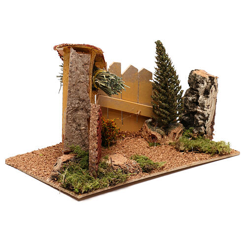House with cypress tree, for 6 cm nativity 3