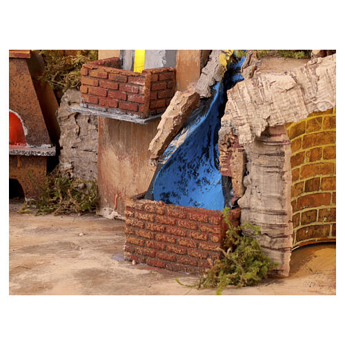 Ambientazione presepe napoletano 8-10 cm fontana mulino movimento 65x65x55 4