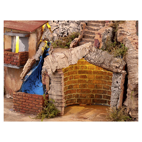Ambientazione presepe napoletano 8-10 cm fontana mulino movimento 65x65x55 6