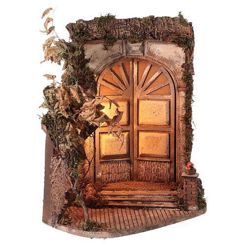 Stable with door and light 55x50x35 cm for Neapolitan Nativity Scene with standing figurines of 24 cm 4
