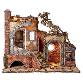 Tempio antico con luce e fontana 55x65x40 presepe napoletano 18-24 cm