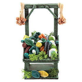 Banca inclinada com legumes para presépio napolitano com figuras de 6-8 cm de altura média