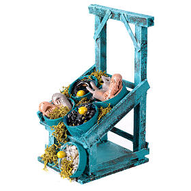 Fish stall with bowls for Neapolitan Nativity Scene with standing figurines of 6-8 cm