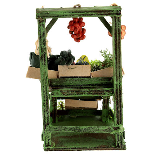 Banca inclinada de verduras e legumes em caixas, miniatura para presépio napolitano com figuras altura média 6-8 cm 4