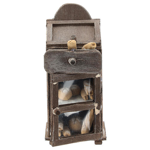 Armário de despensa com pão, miniatura miniatura para presépio napolitano com figuras altura média 6-8 cm 1