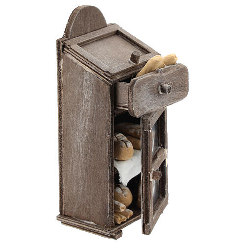 Armário de despensa com pão, miniatura miniatura para presépio napolitano com figuras altura média 6-8 cm 3