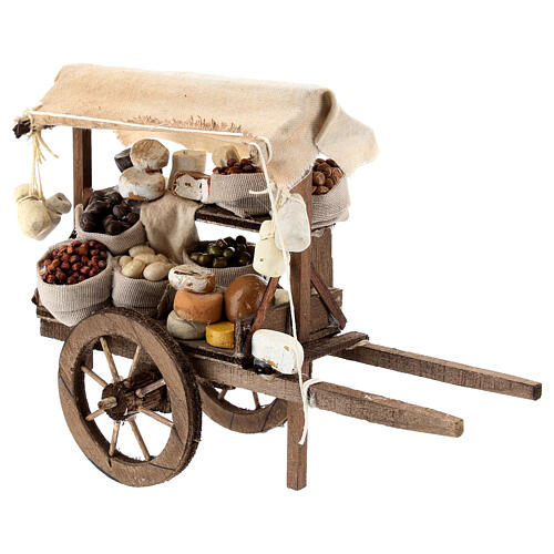Cheese and vegetable wagon for Neapolitan Nativity Scene with standing figurines of 6-8 cm 1