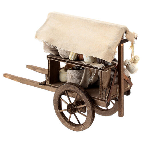 Cheese and vegetable wagon for Neapolitan Nativity Scene with standing figurines of 6-8 cm 3