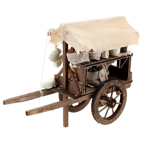 Cheese and vegetable wagon for Neapolitan Nativity Scene with standing figurines of 6-8 cm 4