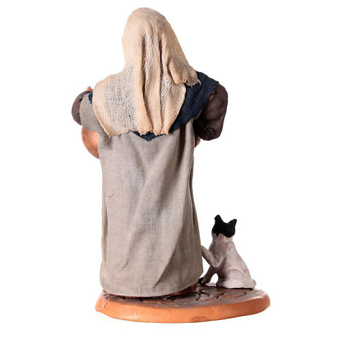 Pastorella incinta con pentola e gattino presepe di Napoli 12 cm 5