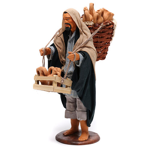 Sprzedawca dzbanów w koszach, figurka do szopki z Neapolu 14 cm 3