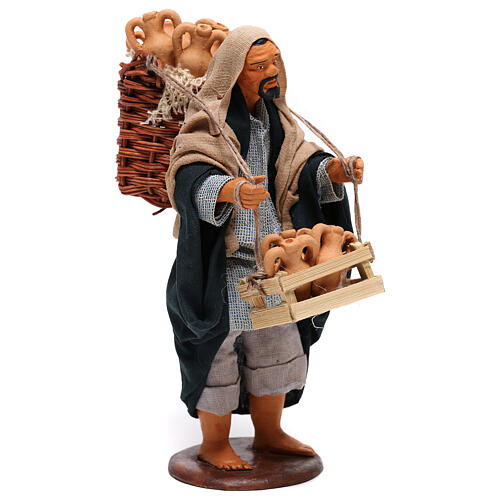 Sprzedawca dzbanów w koszach, figurka do szopki z Neapolu 14 cm 4