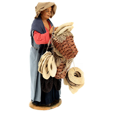 Vendedora de freselle pão napolitano presépio de Nápoles com figuras 30 cm altura média 4