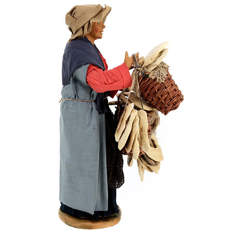 Vendedora de freselle pão napolitano presépio de Nápoles com figuras 30 cm altura média 5