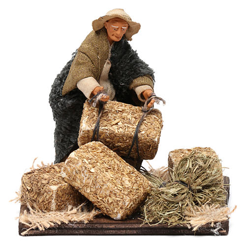Man with straw bales for Neapolitan Nativity Scene 12 cm 1
