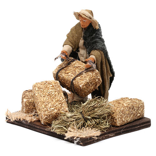 Man with straw bales for Neapolitan Nativity Scene 12 cm 2