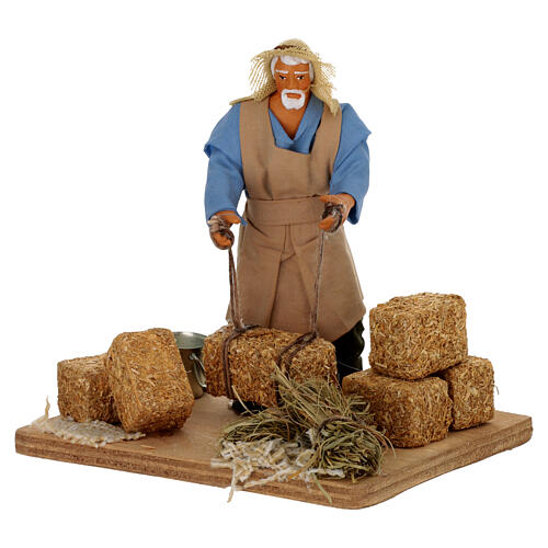 Hombre con pacas de heno belén de Nápoles de 12 cm de altura media 2