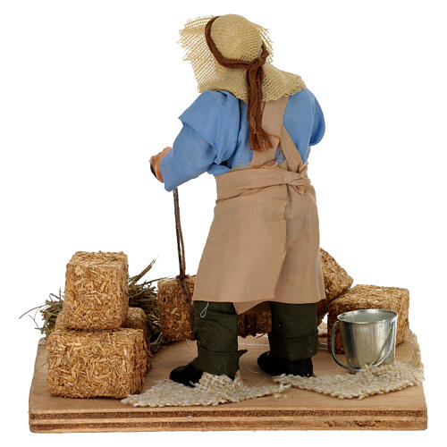 Hombre con pacas de heno belén de Nápoles de 12 cm de altura media 4