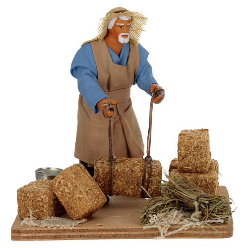 Uomo con balle di fieno presepe di Napoli 12 cm 1