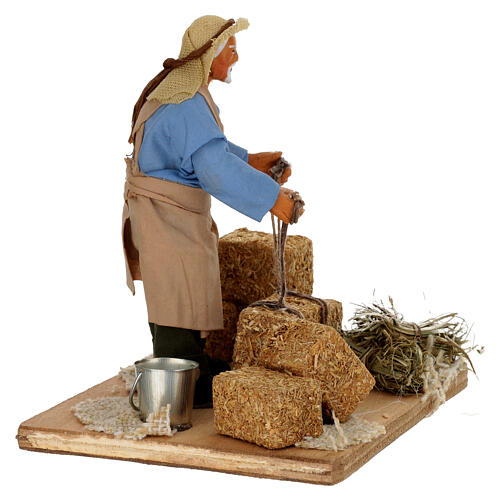 Uomo con balle di fieno presepe di Napoli 12 cm 3