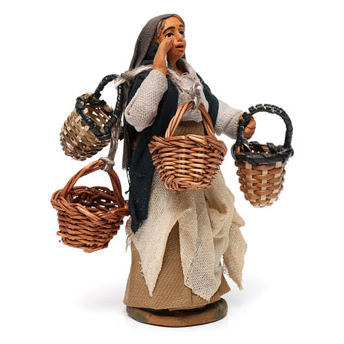 Baskets seller Neapolitan nativity figurine 10 cm 3