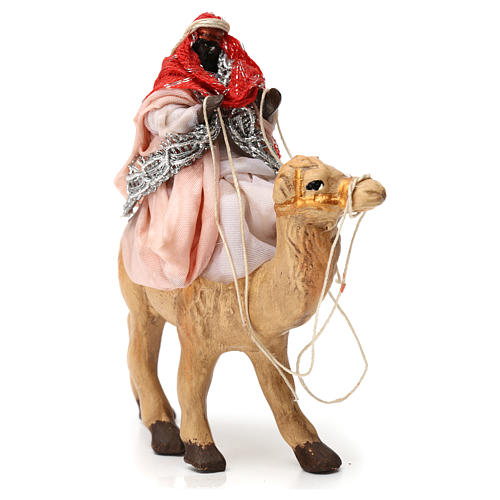 Rey mago moreno y camello para belén napolitano 6 cm de altura media 2