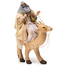 White Wise Man sitting on camel Neapolitan Nativity Scene 6 cm