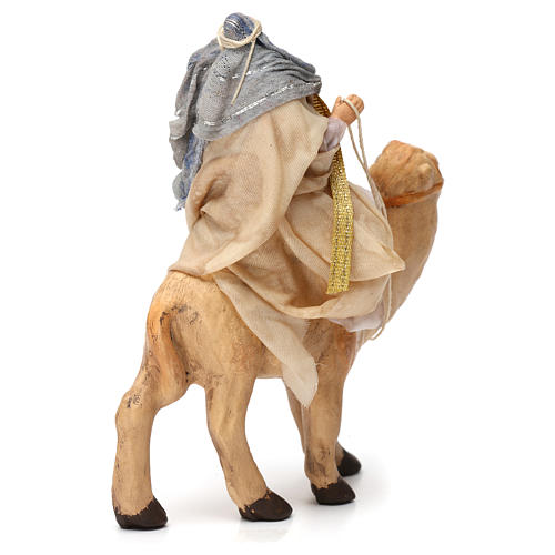 White Magi King sitting on a camel for Naples nativity 6 cm 3