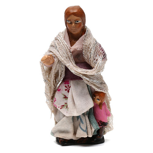 Girl with doll Neapolitan Nativity Scene 8 cm 1