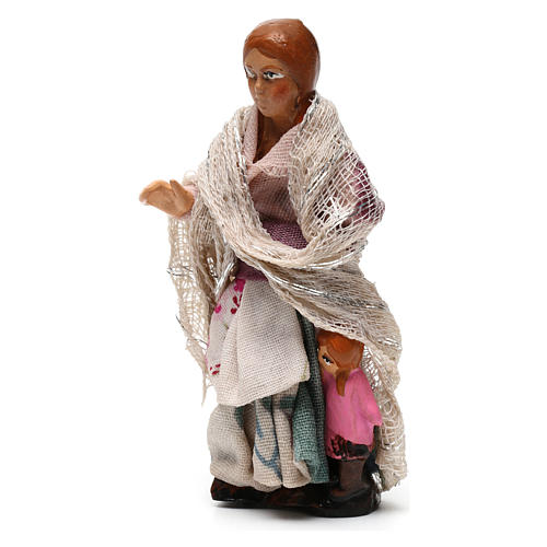 Menina com boneca para presépio napolitano com figuras de 8 cm de altura média 2