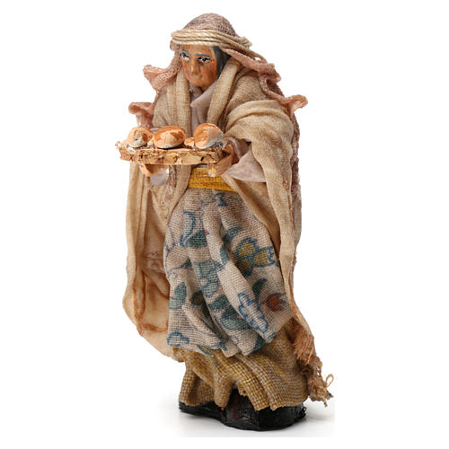 Elderly Woman with Bread Basket for Neapolitan nativity of 8 cm 2