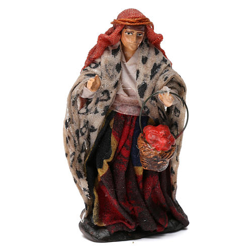Woman Shepherd with Fruit Basket for 8 cm Neapolitan nativity 1