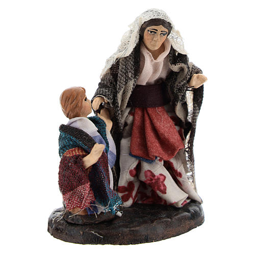 Woman with Boy for Neapolitan nativity of 8 cm 3